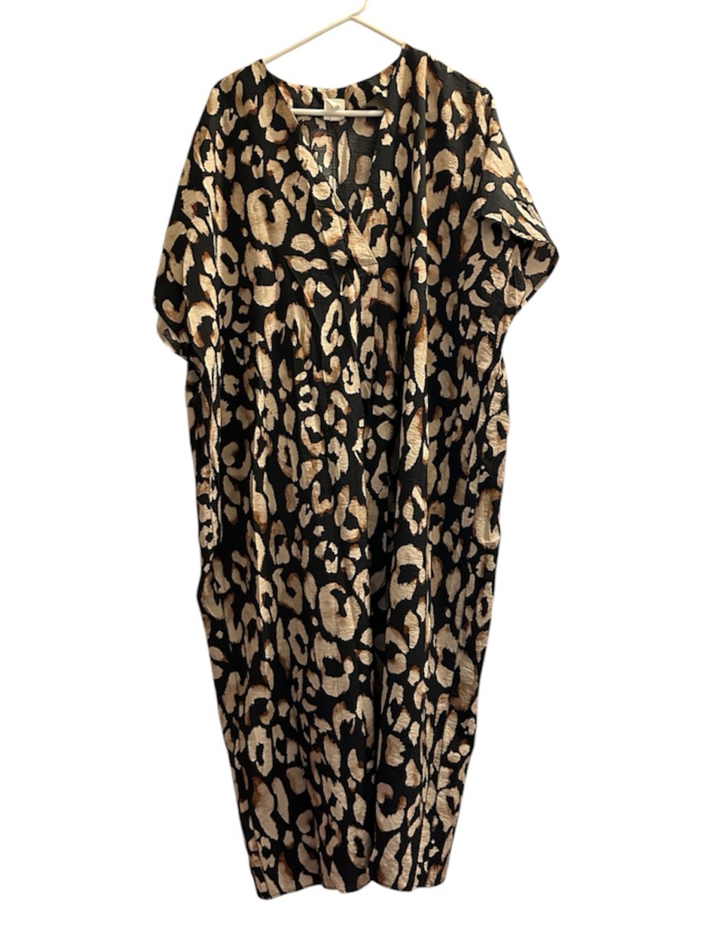 H&M Black and Tan Leopard Print Kaftan Dress
